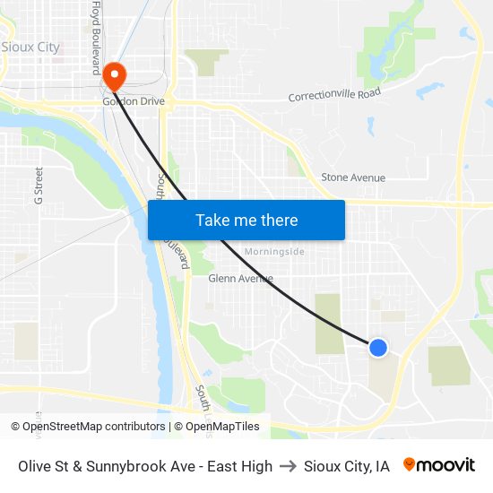 Olive St & Sunnybrook Ave - East High to Sioux City, IA map