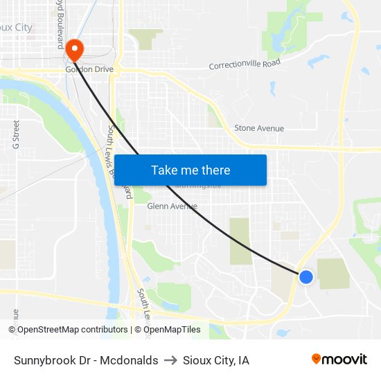 Sunnybrook Dr - Mcdonalds to Sioux City, IA map