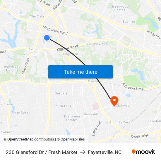 230 Glensford Dr / Fresh Market to Fayetteville, NC map