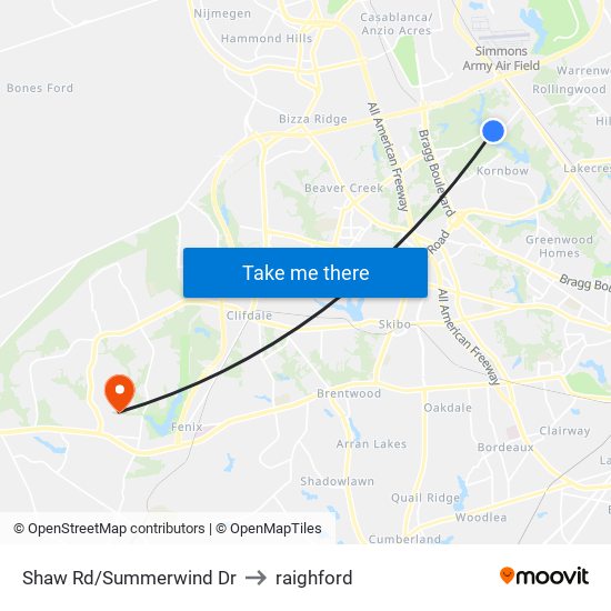 Shaw Rd/Summerwind Dr to raighford map