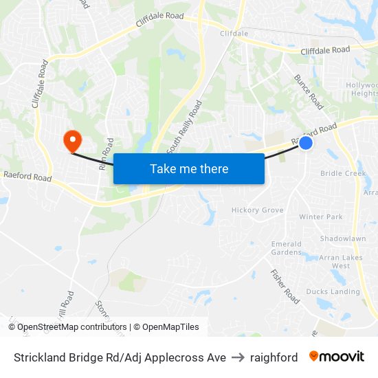 Strickland Bridge Rd/Adj Applecross Ave to raighford map