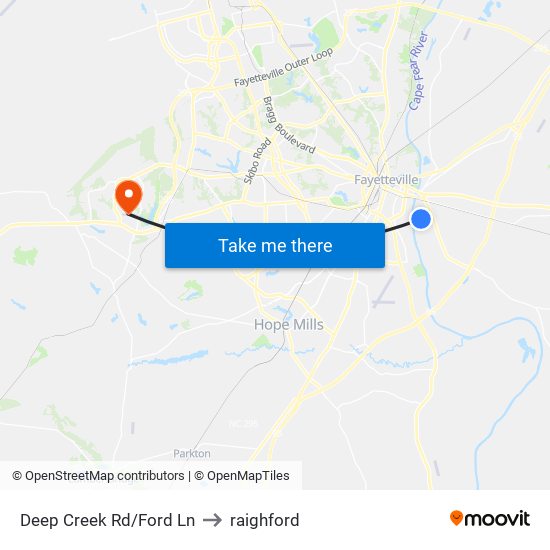 Deep Creek Rd/Ford Ln to raighford map