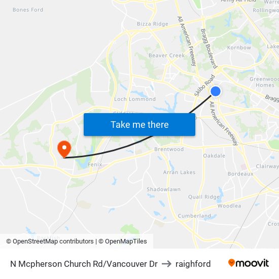 N Mcpherson Church Rd/Vancouver Dr to raighford map