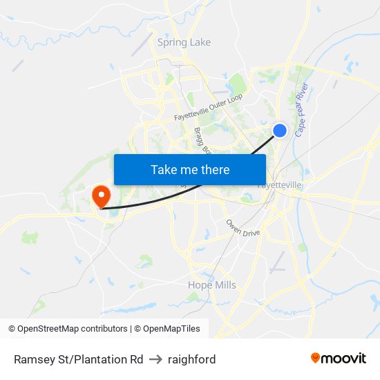 Ramsey St/Plantation Rd to raighford map