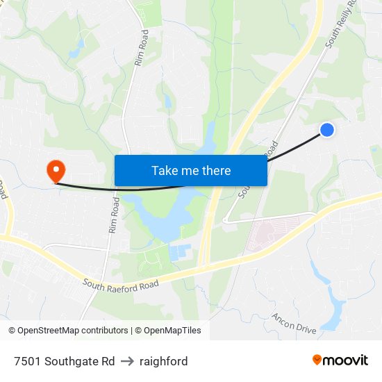 7501 Southgate Rd to raighford map