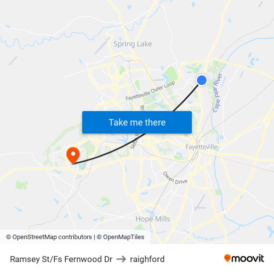 Ramsey St/Fs Fernwood Dr to raighford map