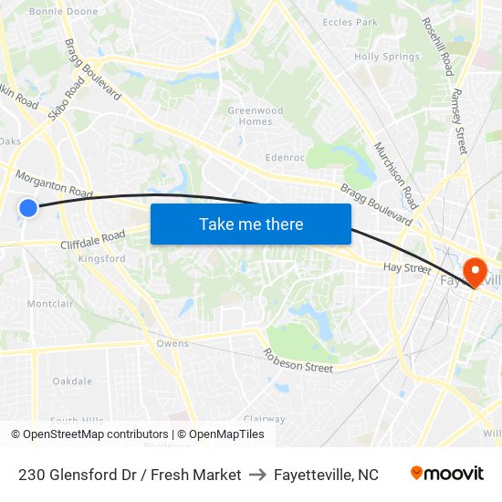 230 Glensford Dr / Fresh Market to Fayetteville, NC map