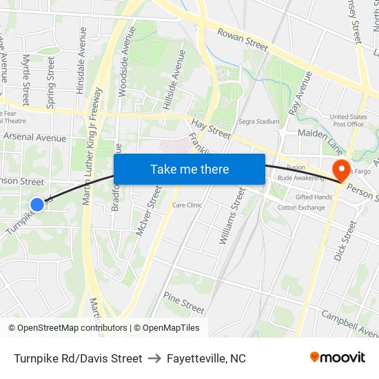 Turnpike Rd/Davis Street to Fayetteville, NC map