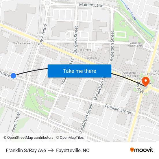 Franklin S/Ray Ave to Fayetteville, NC map