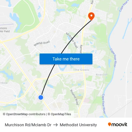 Murchison Rd/Mclamb Dr to Methodist University map