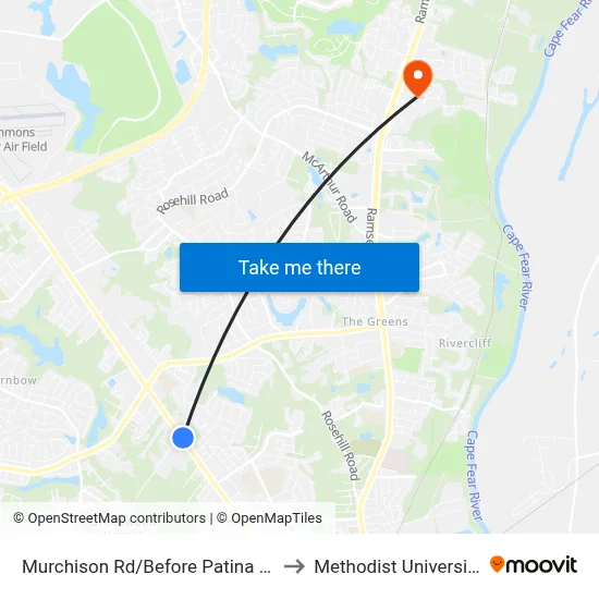 Murchison Rd/Before Patina Ct to Methodist University map