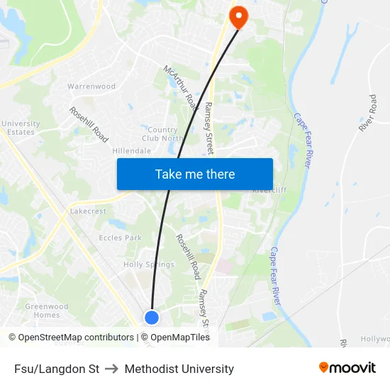 Fsu/Langdon St to Methodist University map