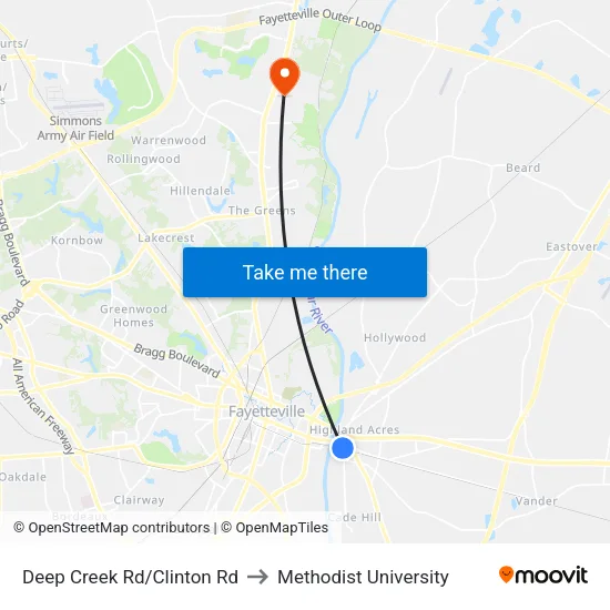 Deep Creek Rd/Clinton Rd to Methodist University map