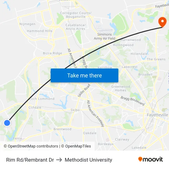 Rim Rd/Rembrant Dr to Methodist University map