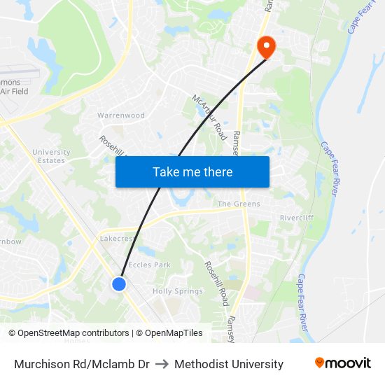 Murchison Rd/Mclamb Dr to Methodist University map