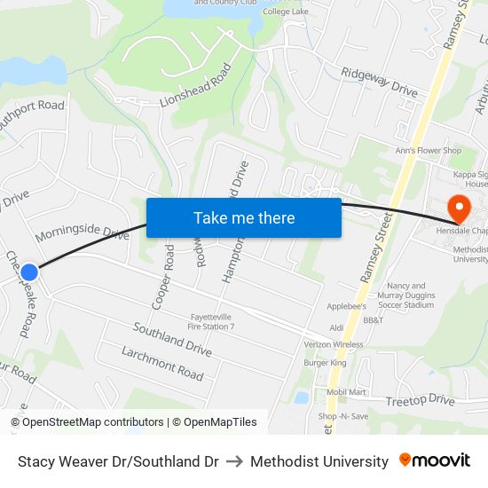 Stacy Weaver Dr/Southland Dr to Methodist University map