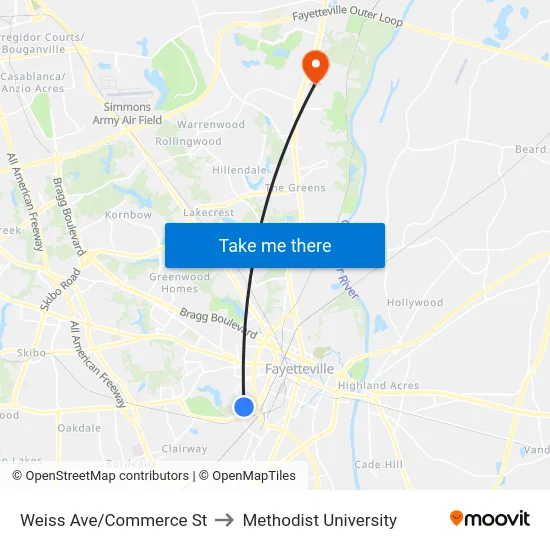 Weiss Ave/Commerce St to Methodist University map