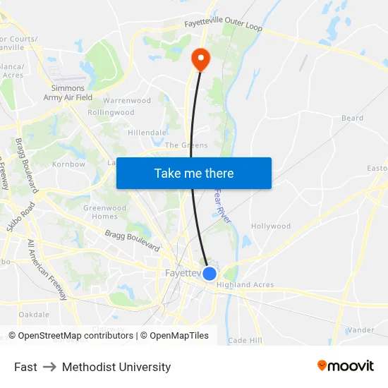 Fast to Methodist University map