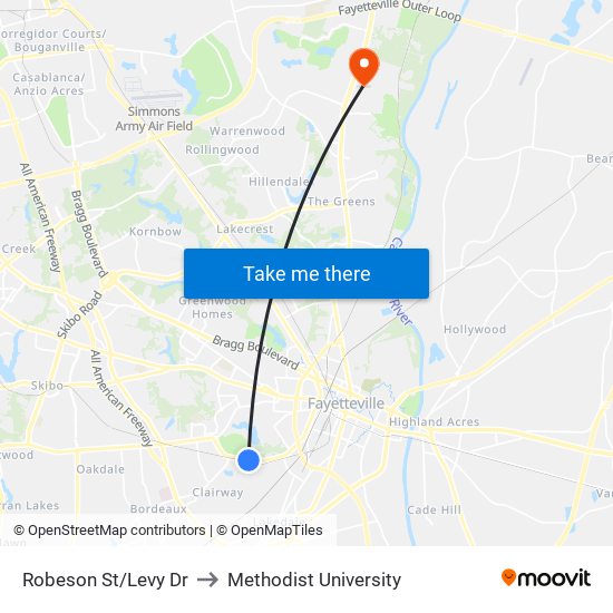 Robeson St/Levy Dr to Methodist University map