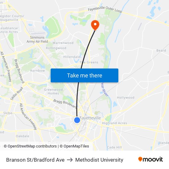 Branson St/Bradford Ave to Methodist University map