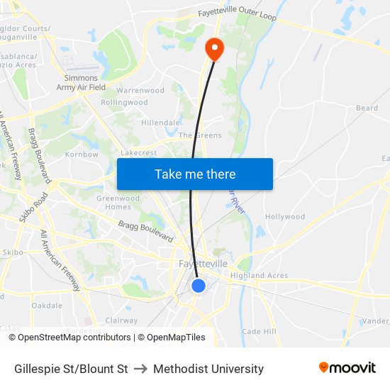 Gillespie St/Blount St to Methodist University map