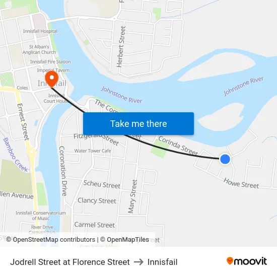 Jodrell Street at Florence Street to Innisfail map