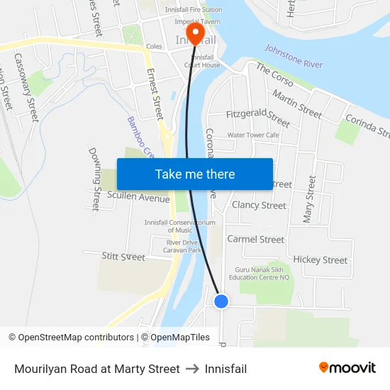 Mourilyan Road at Marty Street to Innisfail map