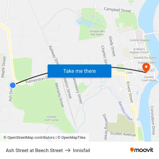 Ash Street at Beech Street to Innisfail map