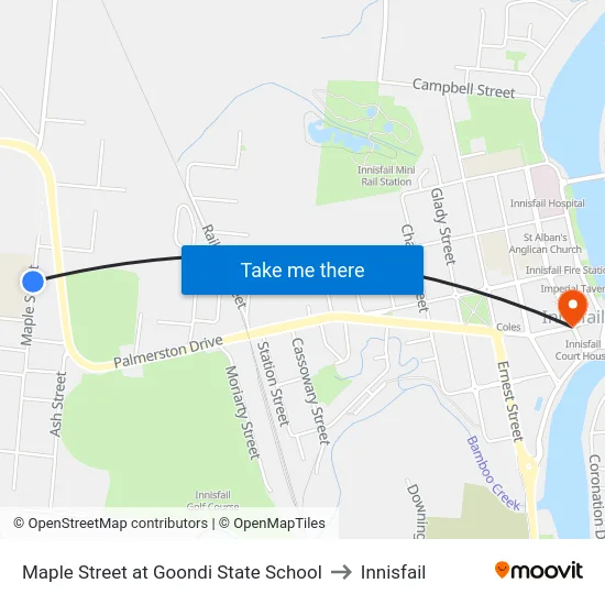 Maple Street at Goondi State School to Innisfail map