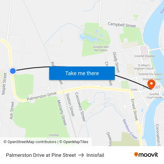 Palmerston Drive at Pine Street to Innisfail map