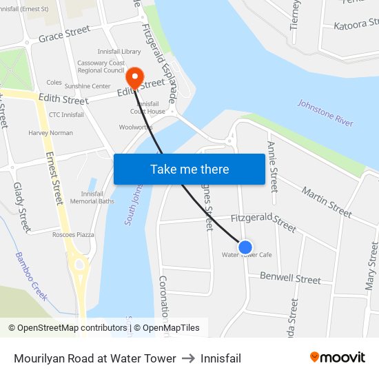 Mourilyan Road at Water Tower to Innisfail map