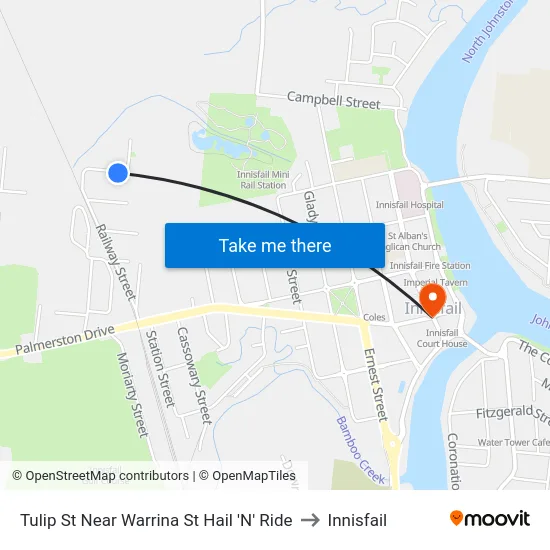 Tulip St Near Warrina St Hail 'N' Ride to Innisfail map