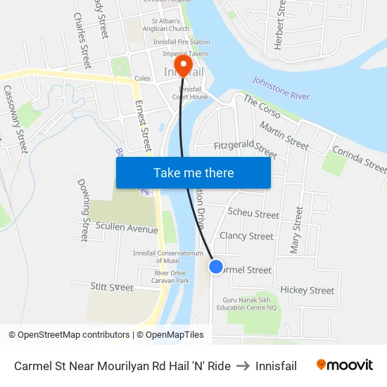 Carmel St Near Mourilyan Rd Hail 'N' Ride to Innisfail map