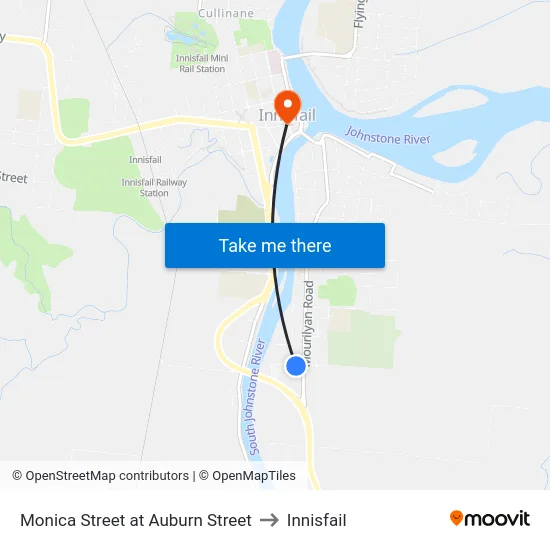 Monica Street at Auburn Street to Innisfail map