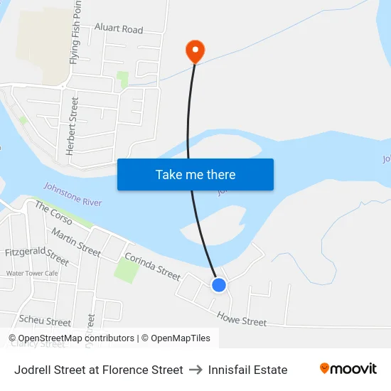 Jodrell Street at Florence Street to Innisfail Estate map