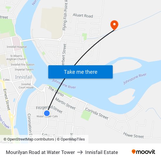 Mourilyan Road at Water Tower to Innisfail Estate map