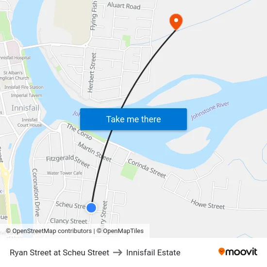 Ryan Street at Scheu Street to Innisfail Estate map