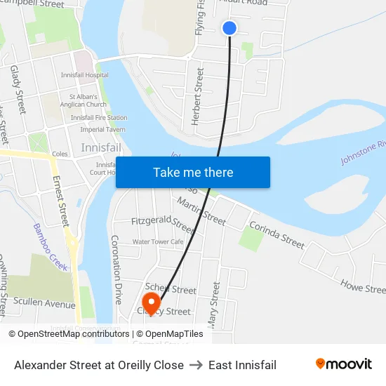 Alexander Street at Oreilly Close to East Innisfail map