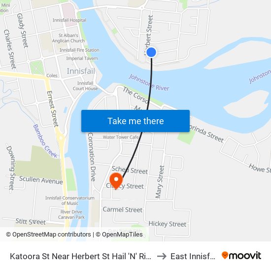 Katoora St Near Herbert St Hail 'N' Ride to East Innisfail map