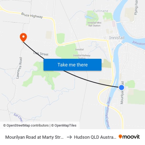 Mourilyan Road at Marty Street to Hudson QLD Australia map