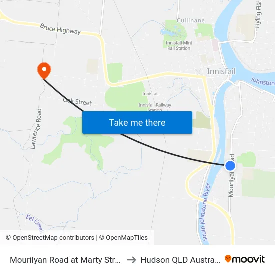 Mourilyan Road at Marty Street to Hudson QLD Australia map