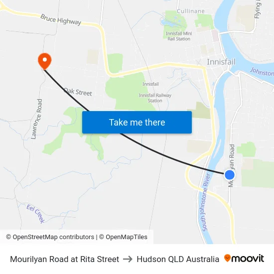 Mourilyan Road at Rita Street to Hudson QLD Australia map