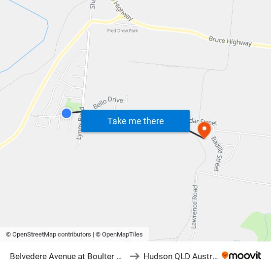 Belvedere Avenue at Boulter Close to Hudson QLD Australia map
