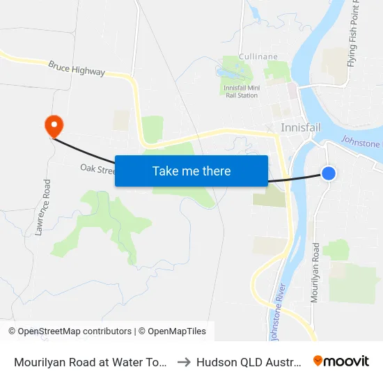 Mourilyan Road at Water Tower to Hudson QLD Australia map