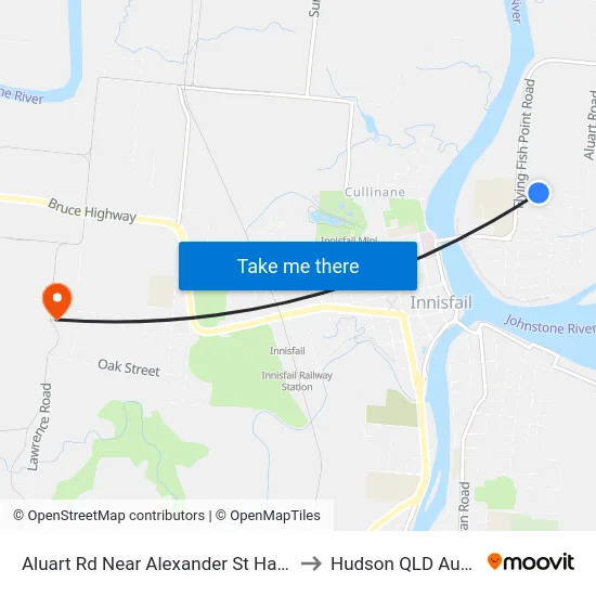Aluart Rd Near Alexander St Hail 'N' Ride to Hudson QLD Australia map