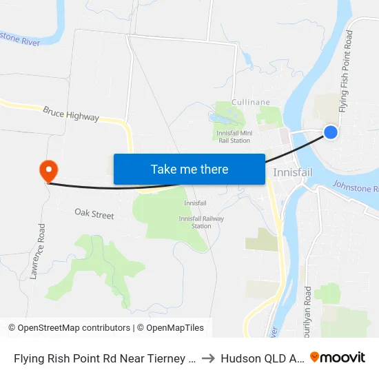 Flying Rish Point Rd Near Tierney St Hail 'N' Ride to Hudson QLD Australia map