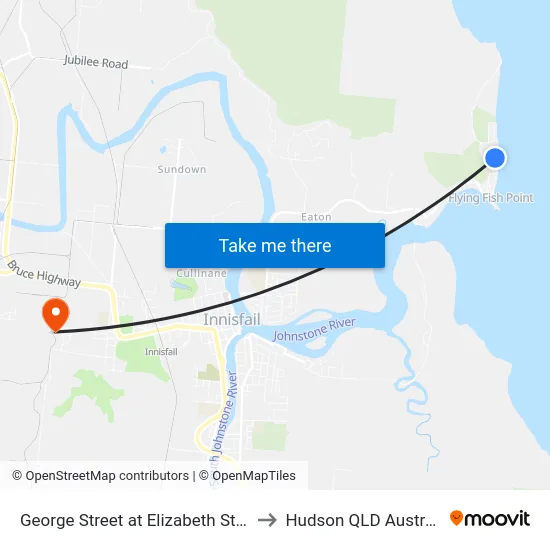George Street at Elizabeth Street to Hudson QLD Australia map