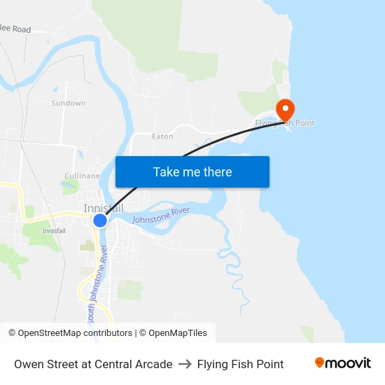 Owen Street at Central Arcade to Flying Fish Point map