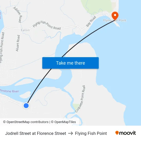 Jodrell Street at Florence Street to Flying Fish Point map