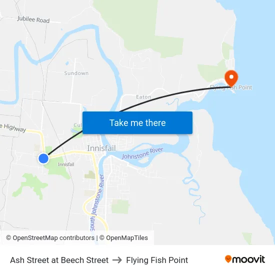 Ash Street at Beech Street to Flying Fish Point map